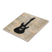 Elektrische gitaarmuziekkunst met krantentekst tegeltje (Zijkant)