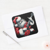 Elektrische gitaarsolo's lichte kerstnachten vierkante sticker (Envelop)