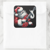 Elektrische gitaarsolo's lichte kerstnachten vierkante sticker (Tas)