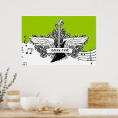 Elektrische gitaarvleugels zwart wit limoen print (Keuken)