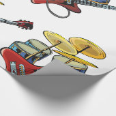 Elektrische gitaren en trommels cadeaupapier (Hoek)