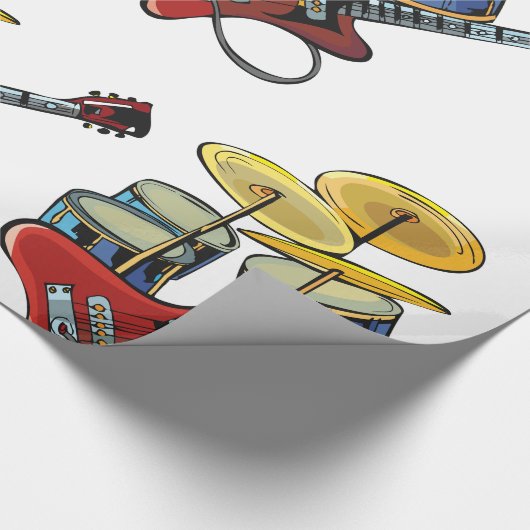 Elektrische gitaren en trommels cadeaupapier (Hoek)