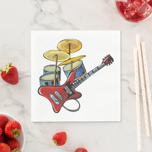 Elektrische gitaren en trommels servet (Insitu)