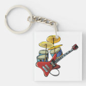 Elektrische gitaren en trommels sleutelhanger (Voorkant)