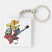 Elektrische gitaren en trommels sleutelhanger (Achterkant)