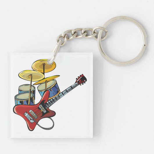 Elektrische gitaren en trommels sleutelhanger (Achterkant)