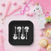 Elektrische gitaren Grafisch in het wit Papieren Bordje (Feest)