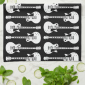 Elektrische gitaren Grafisch in het wit Theedoek (Gevouwen)