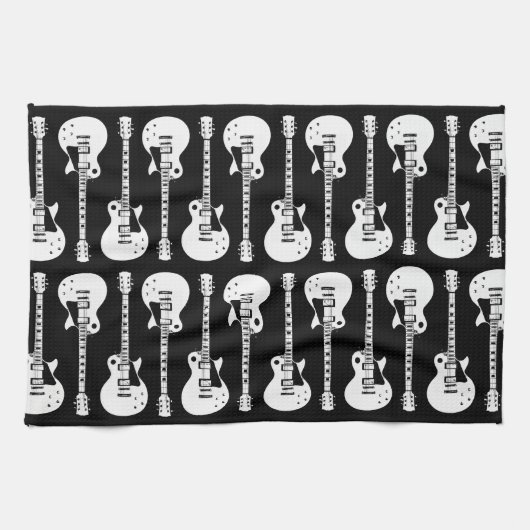 Elektrische gitaren Grafisch in het wit Theedoek (Horizontaal)
