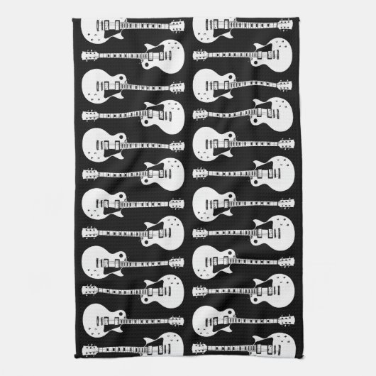 Elektrische gitaren Grafisch in het wit Theedoek (Verticaal)