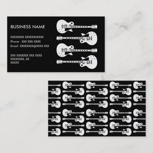 Elektrische gitaren Grafisch in het wit Visitekaartje (Voorkant / Achterkant)