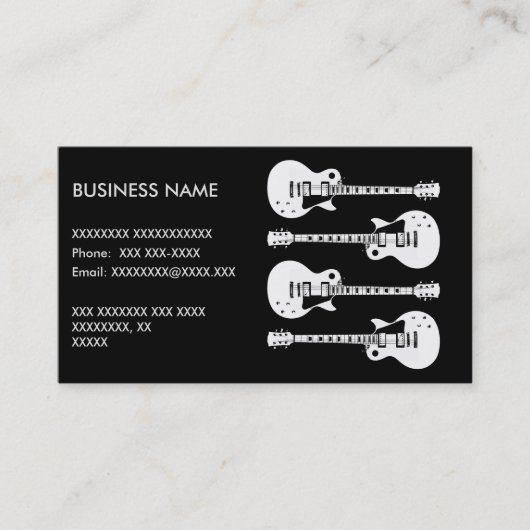 Elektrische gitaren Grafisch in het wit Visitekaartje (Voorkant)