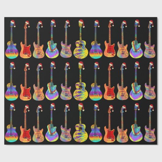 Elektrische gitaren met kleurrijke kerstmis cadeaupapier (Vlak)