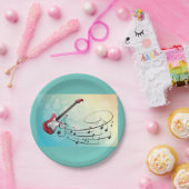 Elektrische gitaren Muzieknoten Papieren Bordje (Feest)