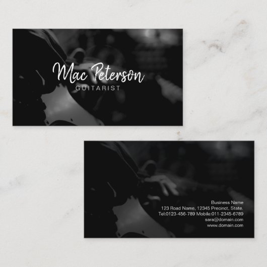 Elektrische gitarist muzikant visitekaartje (Voorkant / Achterkant)