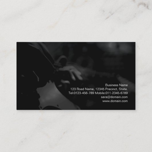 Elektrische gitarist muzikant visitekaartje (Achterkant)