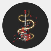 Elektrische gitarist ronde sticker (Voorkant)
