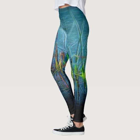 Elektrische grasLeggings in Blauwgroen groen Leggings (Links)