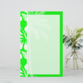 Elektrische groene tropische hibiscus; Palm Briefpapier (Staand voorkant)