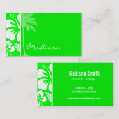 Elektrische groene tropische hibiscus; Palm Visitekaartje (Voorkant / Achterkant)