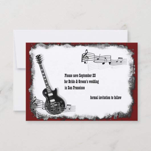 Elektrische Guitar Black Red Muziek bespaart de da Save The Date (Voorkant)