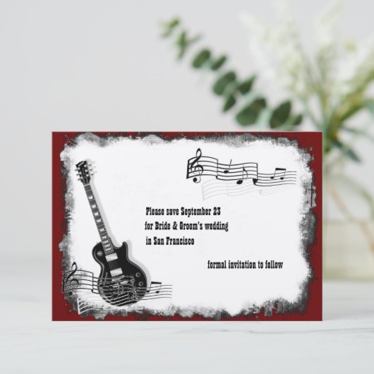 Elektrische Guitar Black Red Muziek bespaart de da Save The Date (Staand voorkant)