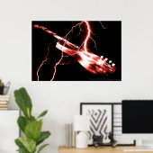 ELEKTRISCHE GUITAR rood Poster (Thuiskantoor)