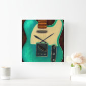  ELEKTRISCHE GUITAR WALL CLOCK VIERKANTE KLOK (Huis)