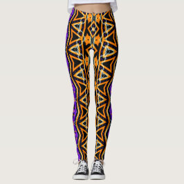 Elektrische Halloween Tribal Paarse Oranje Legging