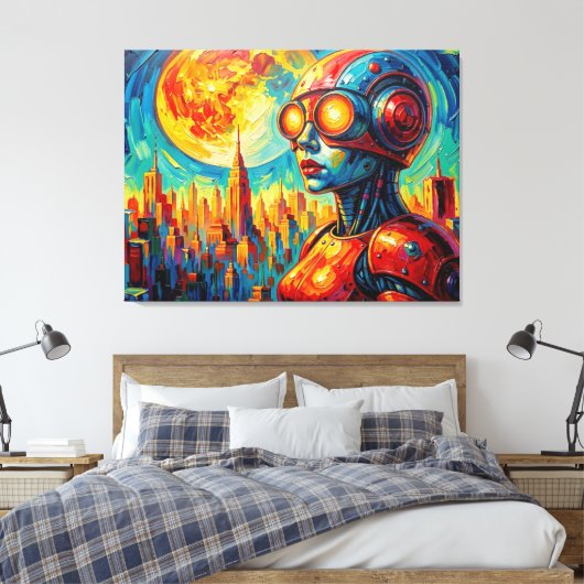 ELEKTRISCHE HARTSLAG CANVAS AFDRUK (Insitu (Slaapkamer))