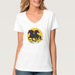Elektrische Hengst – Donkere Rennende Paard Blikse T-shirt