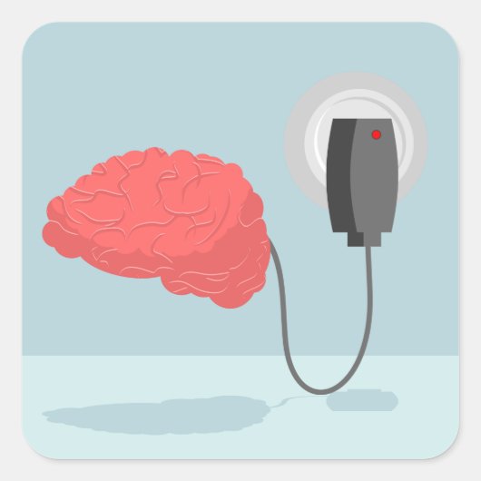 Elektrische hersenen vierkante sticker (Voorkant)