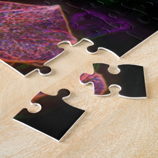 Elektrische Hibiscus Bloem Abstracte Kunst Legpuzzel (Zijkant)