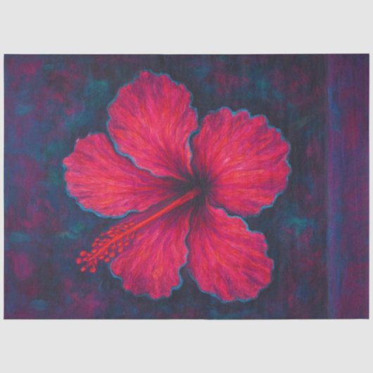 Elektrische Hibiscus Decoupage Papier – Neon Roze (Voorkant)