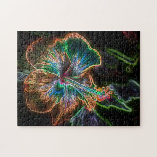 Elektrische Hibiscus Flower Art #2  Legpuzzel (Horizontaal)