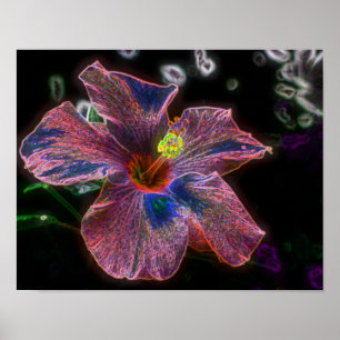 Elektrische Hibiscus Flower Art Poster