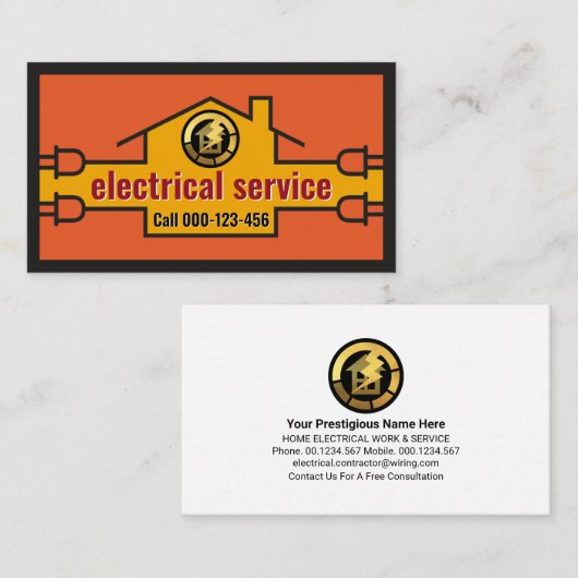 Elektrische Home Wiring Lijst Visitekaartje (Voorkant / Achterkant)