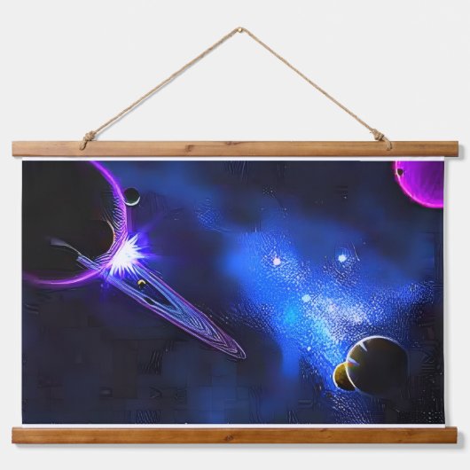 Elektrische Horizon - Moderne Neon Abstracte Glitc Hangend Wandkleed (Voorkant)
