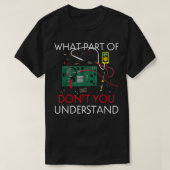 Elektrische ingenieur geeft schamele elektrische m t-shirt (Design voorkant)