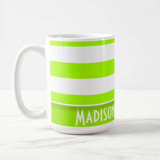 Elektrische kalkgroene strips; Gepersonaliseerd Koffiemok (Links)