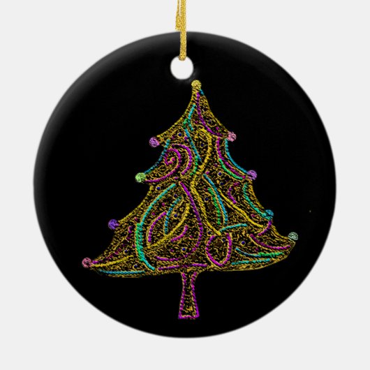 Elektrische kerstboomversiering met Neon Keramisch Ornament (Achterkant)