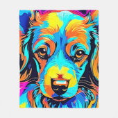 Elektrische Kleur Pop Hond Kunst Fleece Deken (Voorkant)