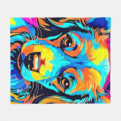 Elektrische Kleur Pop Hond Kunst Fleece Deken (Voorkant (Horizontaal))