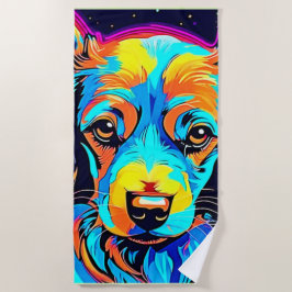 Elektrische Kleur Pop Hond Kunst Strandlaken