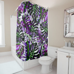 Elektrische Kleur Pop Tropische Palm Bladeren Eila Douchegordijn