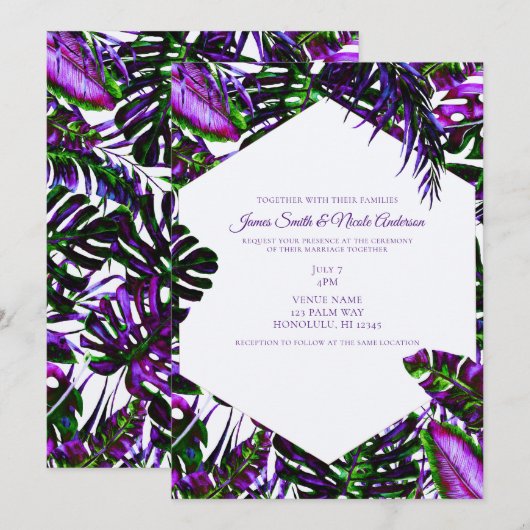 Elektrische kleur Pop Tropische palmbladeren Bruil Kaart (Voorkant / Achterkant)
