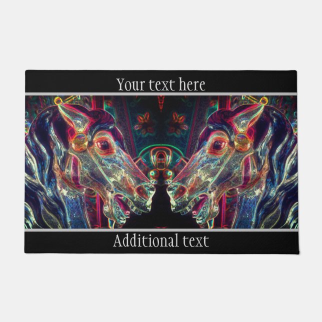 Elektrische kleuren Carrousel Horse Art gepersonal Deurmat (Voorkant)