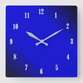 Elektrische kobalt Blue White Numbers wandklok (Voorkant)