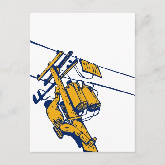 Elektrische krachtwerker van de Power Lineman Briefkaart (Voorkant)