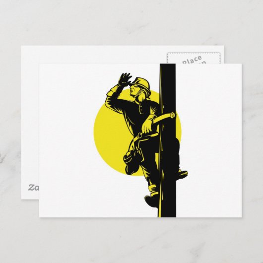 Elektrische krachtwerker van de Power Lineman Briefkaart (Voorkant / Achterkant)
